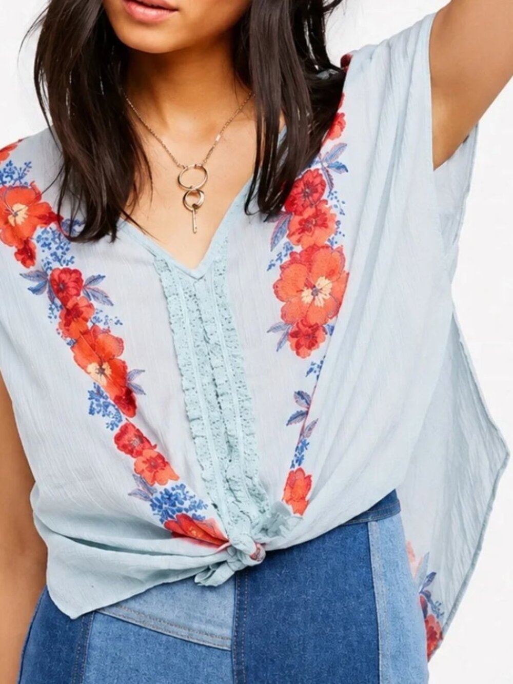 Free People NEW Gardenia Blouse Top Cotton Boho Festival Lightweight Women's XS
